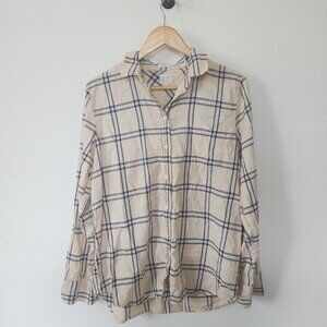J Crew Boy Fit Large Brown Flannel Top